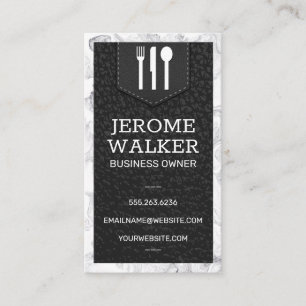 Utensil Logo   Leather Stitched Strap   Marble  Business Card