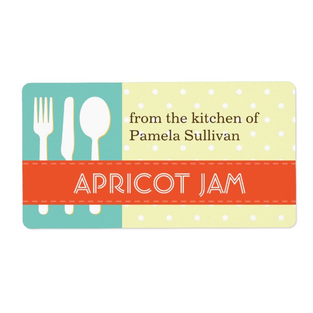 Utensil orange blue from the kitchen of jar label (Front)