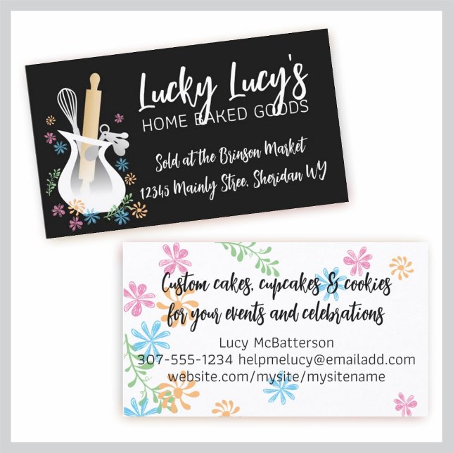 Utensil vase flowers baking bakery pastry chef business card (Creator Uploaded)