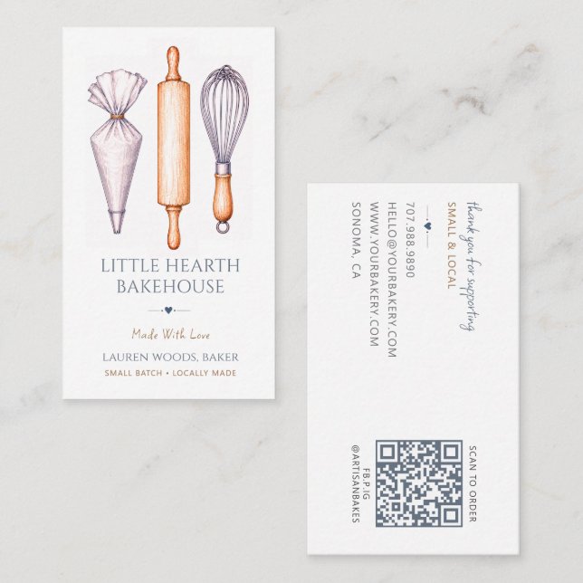 Utensils Baker Bakery Pastry Chef Business Card (Front/Back)