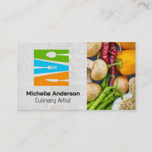 Utensils Culinary Logo Fresh Produce Business Card