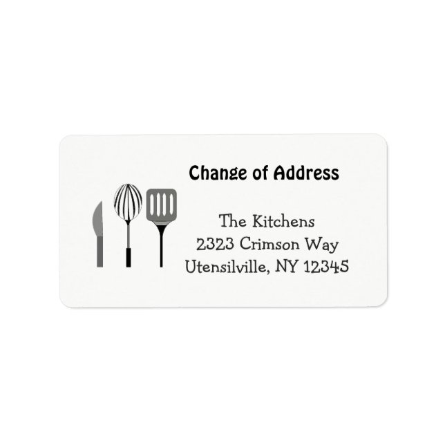 Utensils for the Kitchen New Address Label (Front)