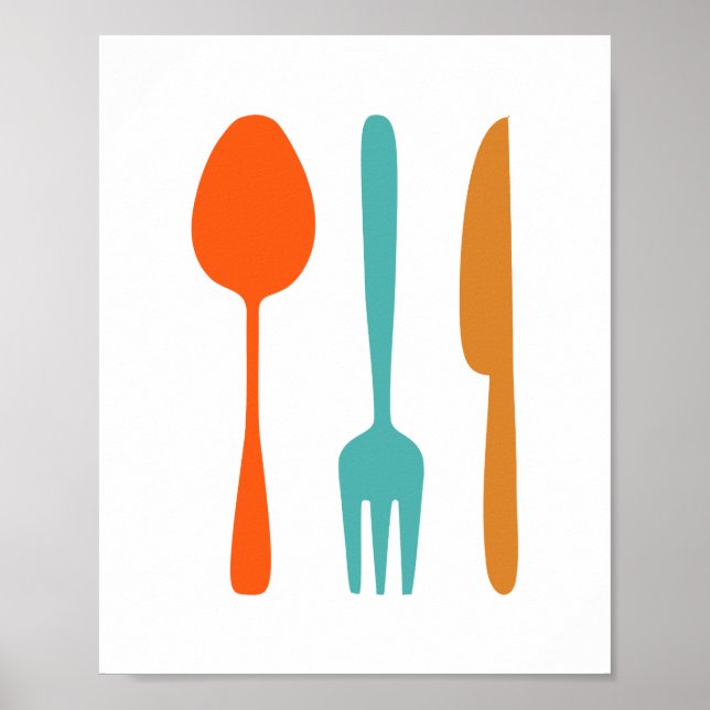 Utensils Mid Century Modern Styled Kitchen Poster (Front)