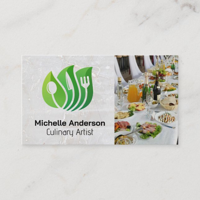 Utensils Natural Logo | Catering Business Card (Front)