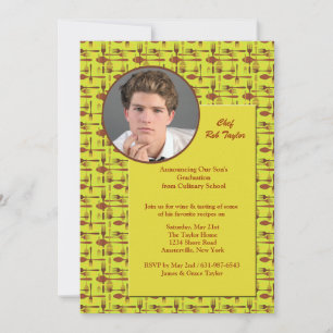 Utensils Photo Culinary School Graduation Announce Invitation