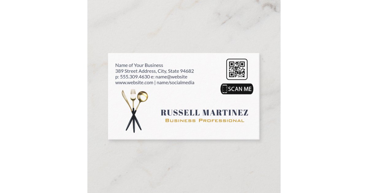 Utensils QR Code Business Card Zazzle