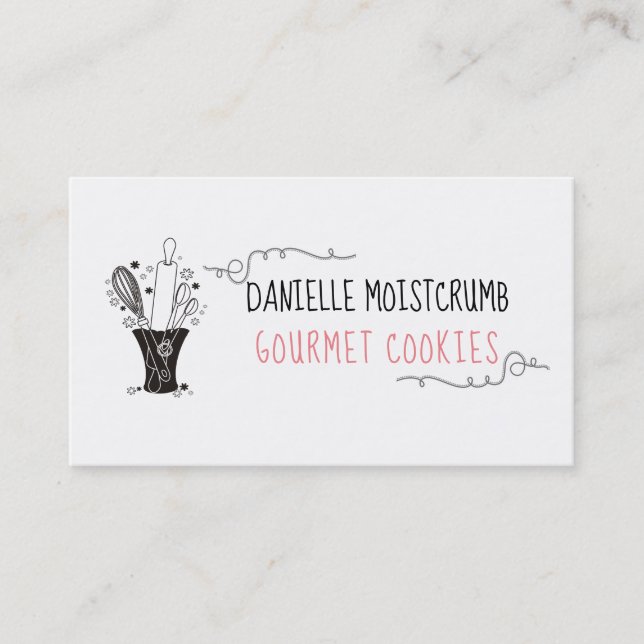 utensils vase bakery pastry chef business card (Front)