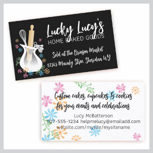 Utensils vase flowers baking business card b
