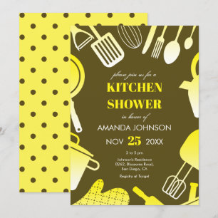 Utensils Yellow Khaki Kitchen Bridal Shower Invitation