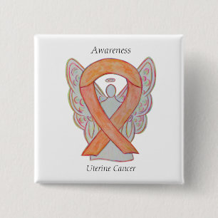 Uterine Cancer Angel Awareness Ribbon Pins