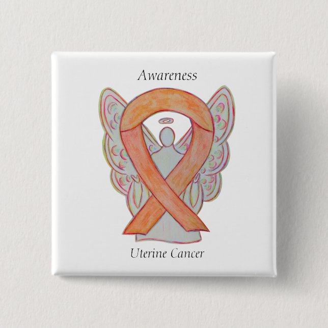 Uterine Cancer Angel Awareness Ribbon Pins (Front)