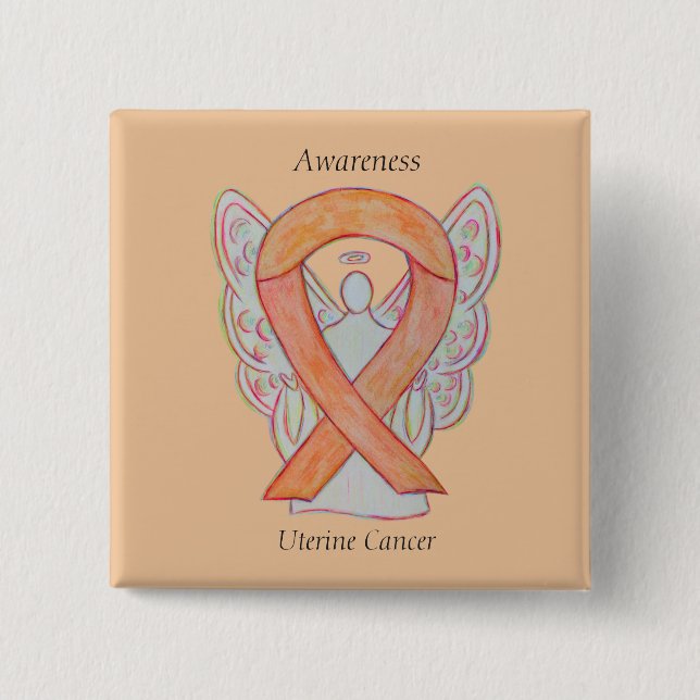 Uterine Cancer Angel Awareness Ribbon Pins (Front)
