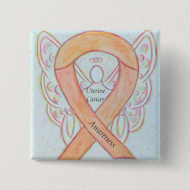 Uterine Cancer Angel Awareness Ribbon Pins (Front)