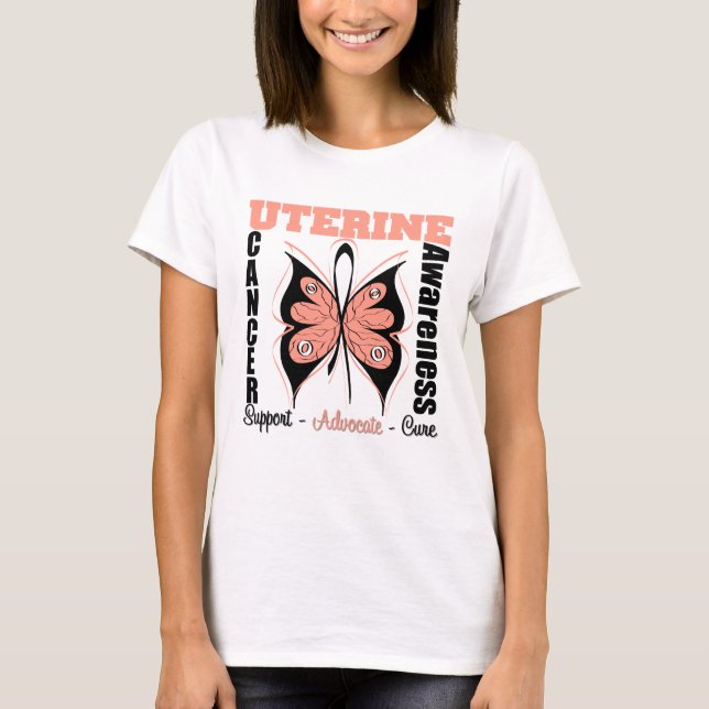 Uterine Cancer Awareness Butterfly T-Shirt (Front)