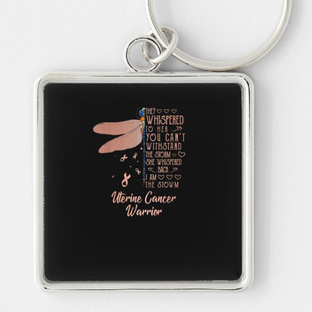 Uterine Cancer Awareness Dragonfly Ribbon Key Ring (Front)