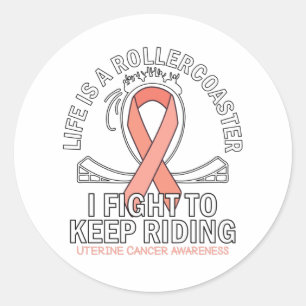 Uterine cancer awareness peach ribbon classic round sticker