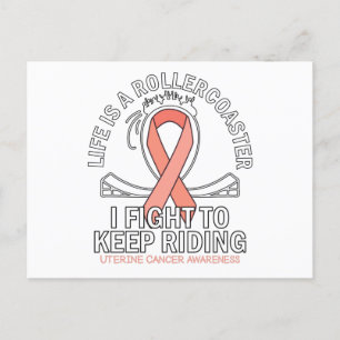 Uterine cancer awareness peach ribbon postcard