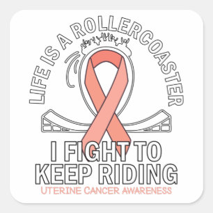 Uterine cancer awareness peach ribbon square sticker