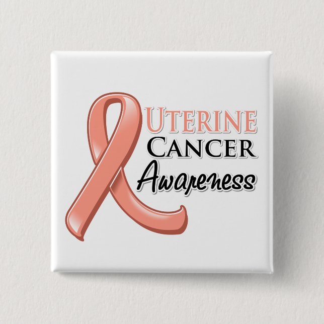 Uterine Cancer Awareness Ribbon 15 Cm Square Badge (Front)