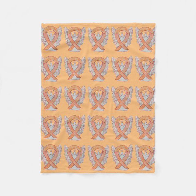 Uterine Cancer Awareness Ribbon Fleece Blankets (Front)