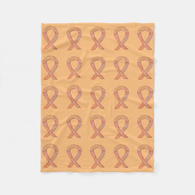 Uterine Cancer Awareness Ribbon Fleece Blankets (Front)