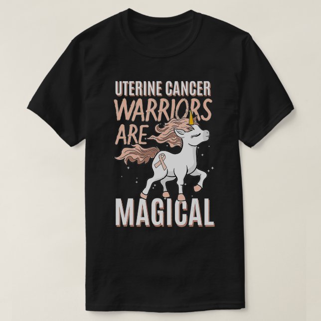 Uterine Cancer Awareness Womb Endometrial Unicorn  T-Shirt (Design Front)