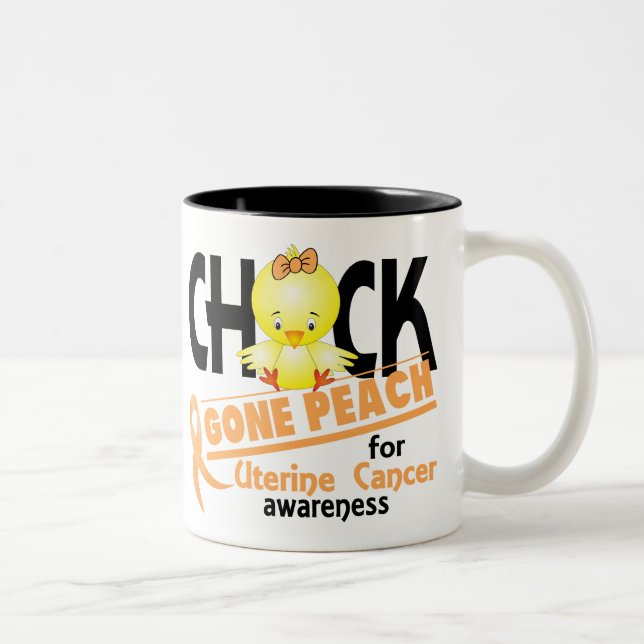 Uterine Cancer Chick Gone Peach 2 Two-Tone Coffee Mug (Right)
