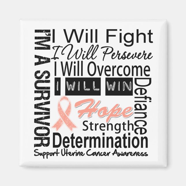 Uterine Cancer Fight Persevere Overcome Win Magnet (Front)