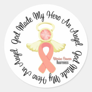 Uterine Cancer God Made My Hero An Angel Classic Round Sticker