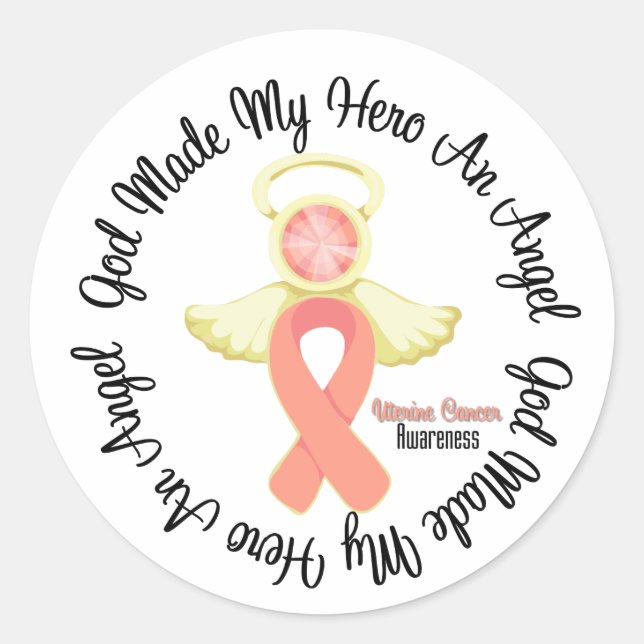 Uterine Cancer God Made My Hero An Angel Classic Round Sticker (Front)
