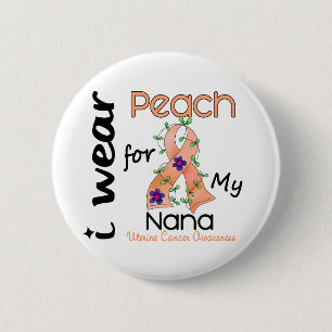 Uterine Cancer I Wear Peach For My Nana 43 6 Cm Round Badge