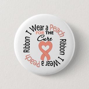 Uterine Cancer I Wear Peach Ribbon For The Cure 6 Cm Round Badge