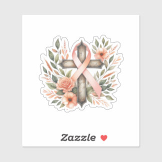 Uterine Cancer Peach Ribbon with Cross 