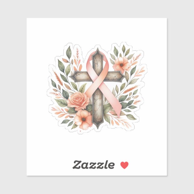 Uterine Cancer Peach Ribbon with Cross  (Sheet)