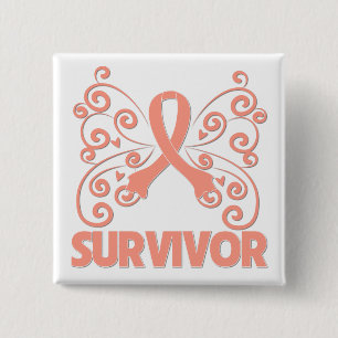 Uterine Cancer Survivor Butterfly 15 Cm Square Badge