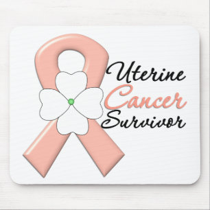 Uterine Cancer Survivor Flower Ribbon Mouse Mat