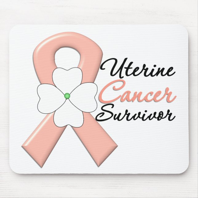Uterine Cancer Survivor Flower Ribbon Mouse Mat (Front)