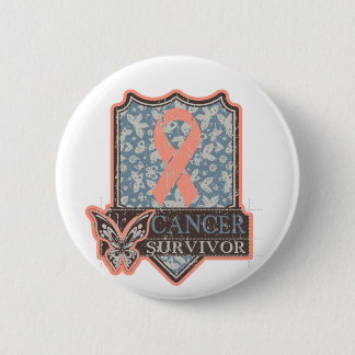 Uterine Cancer Survivor Vintage Butterfly 6 Cm Round Badge