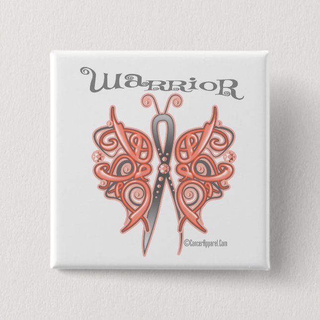Uterine Cancer Warrior Celtic Butterfly 15 Cm Square Badge (Front)