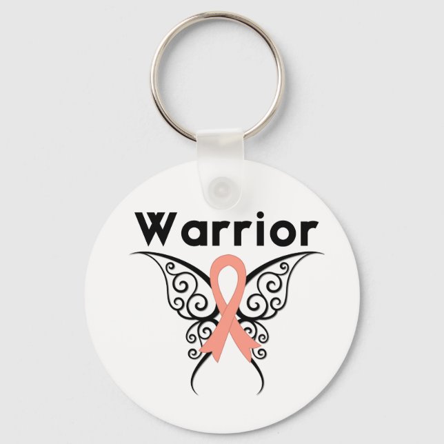 Uterine Cancer Warrior Tribal Butterfly Key Ring (Front)