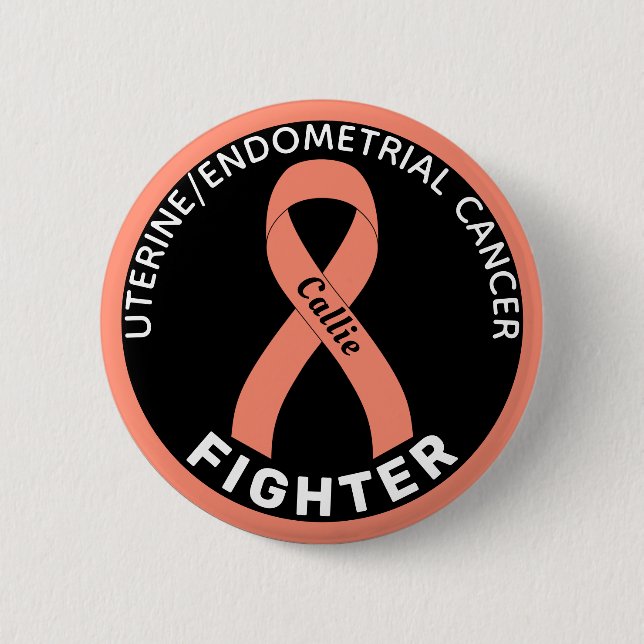 Uterine Endometrial Cancer Fighter Ribbon Black 6 Cm Round Badge (Front)
