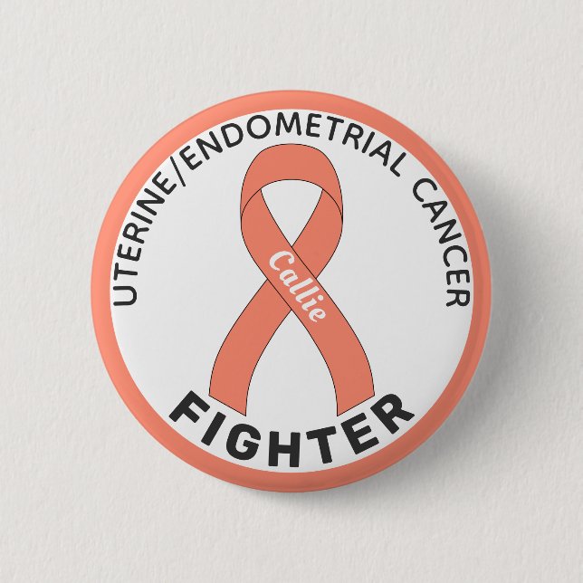 Uterine Endometrial Cancer Fighter Ribbon White 6 Cm Round Badge (Front)