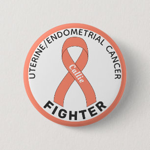 Uterine Endometrial Cancer Fighter Ribbon White 6 Cm Round Badge