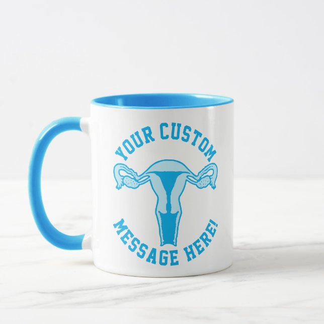 Uterus Graphic + Custom Text Button Mug (Left)