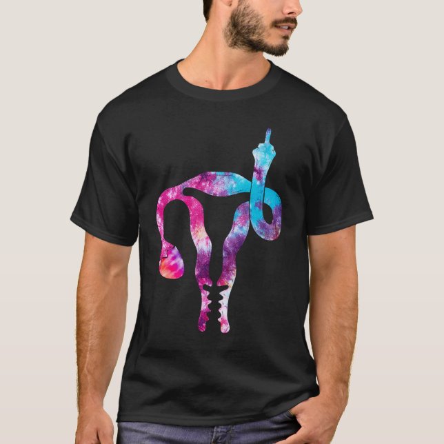 Uterus Shows Middle Finger Feminist Feminism Tie D T-Shirt (Front)