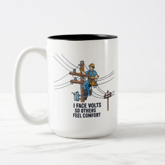 Utility Power Line Worker Courage Quote Hero Two-Tone Coffee Mug
