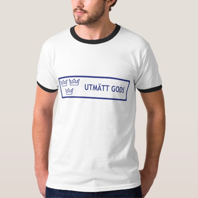 Utmätt Gods (seized goods) - Blue Lettering T-Shirt (Front)