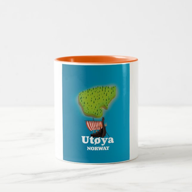 Utøya Norway travel poster Two-Tone Coffee Mug (Center)