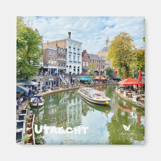 Utrecht canal, fridge magnet by Velvet Escape (Front)
