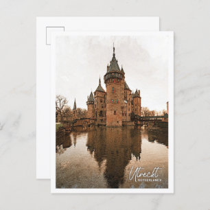 Utrecht Netherlands Color Pencil City Landscape Postcard